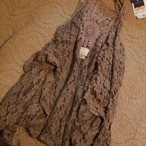 Brown lace vest